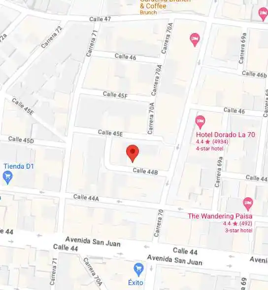 Mapa de la ubicación del salón de uñas Sweet Vanity Nails en Laureles, Medellín, con servicios de manicure y pedicure